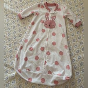 Carter's Baby Girl Bunny Polka Dot Fleece Sleep Sack bag size 3-6 month Easter